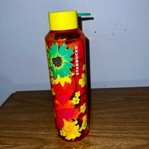 Starbucks Red and Yellow Floral Water Bottle